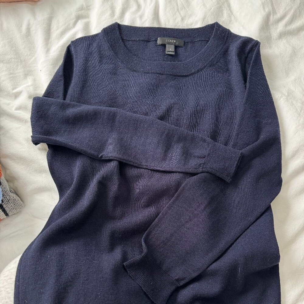 J Crew Navy blue crew neck sweater